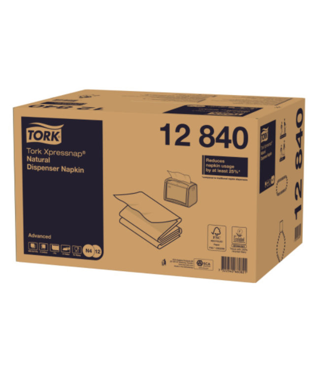 Tork Xpressnap® dispenserservet 21,6x33cm 1-laags 1/4-vouw Natural 5x225x8