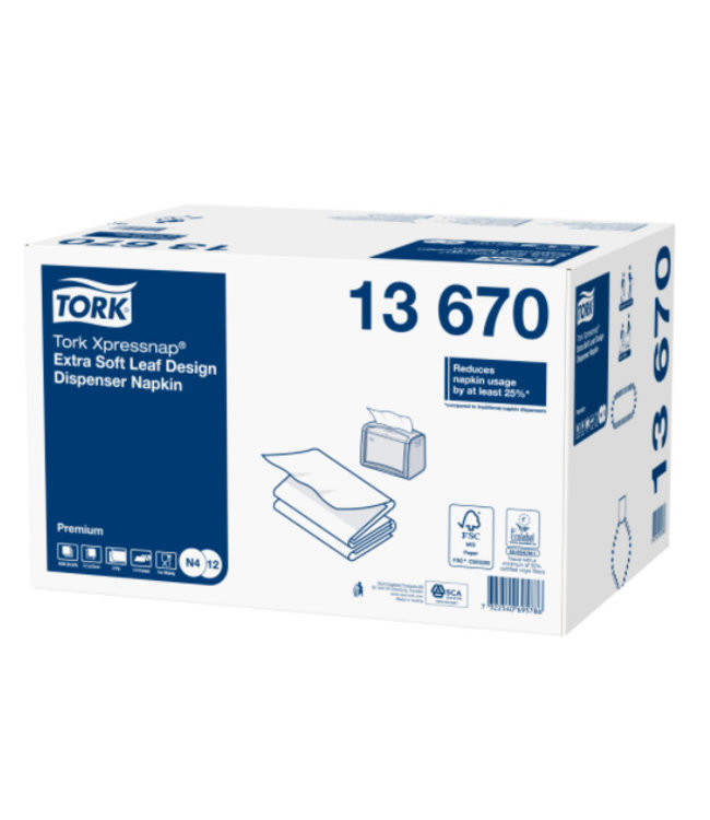 Tork Xpressnap® dispenserservet 21,6x33cm 2-laags 1/4-vouw Leaf Design wit 5x100x8