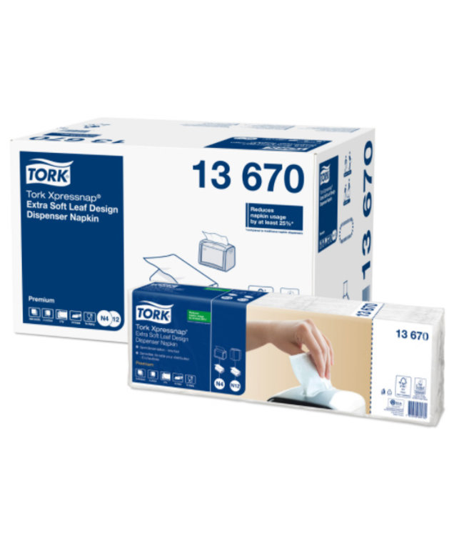 Tork Xpressnap® dispenserservet 21,6x33cm 2-laags 1/4-vouw Leaf Design wit 5x100x8