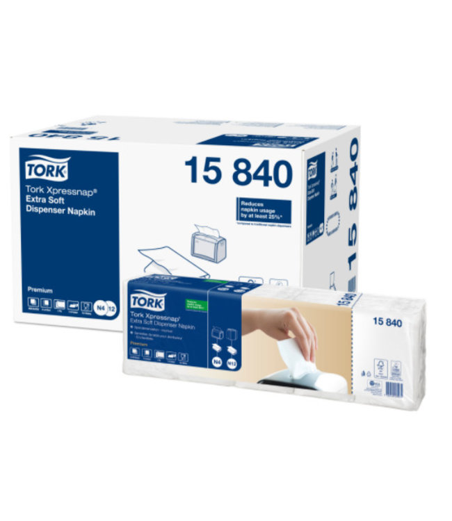 Tork Xpressnap® dispenserservet 21,6x33cm 2-laags 1/4-vouw wit 5x100x8