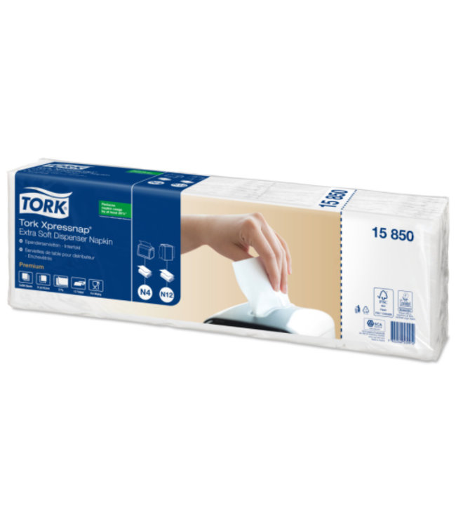 Tork Xpressnap® dispenserservet 21,6x16,5cm 2-laags 1/2-vouw wit 5x200x8