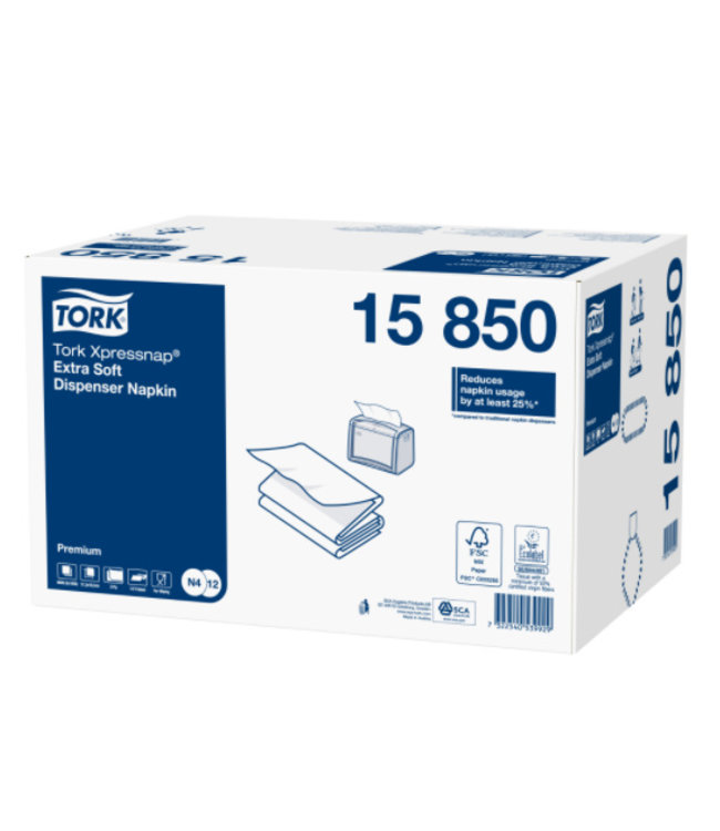 Tork Xpressnap® dispenserservet 21,6x16,5cm 2-laags 1/2-vouw wit 5x200x8