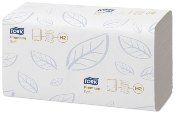 Tork Xpress Gecomprimeerde Zachte Multifold Handdoeken Wit H2, Premium, 2- laags, Z-vouw, Absorberend, 12 x 225 vellen, 100889