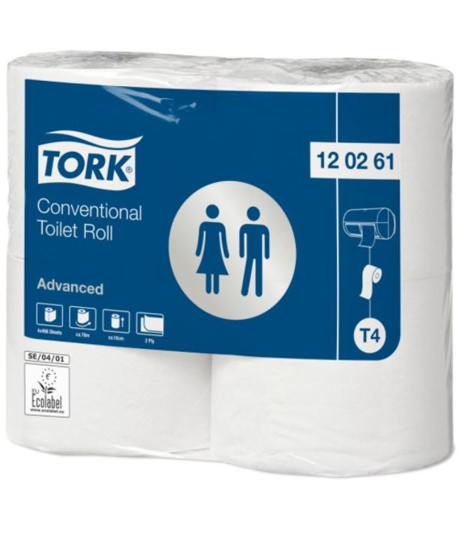 Tork Traditioneel Toiletpapier 2-laags Wit 496 Vel T4 Advanced