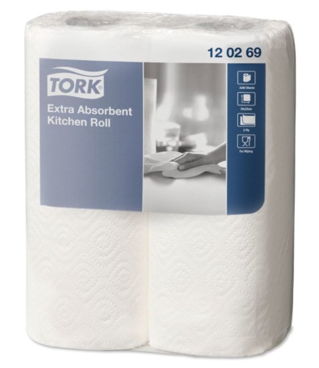 Tork Extra Absorberende Keukenrol 2-laags Wit