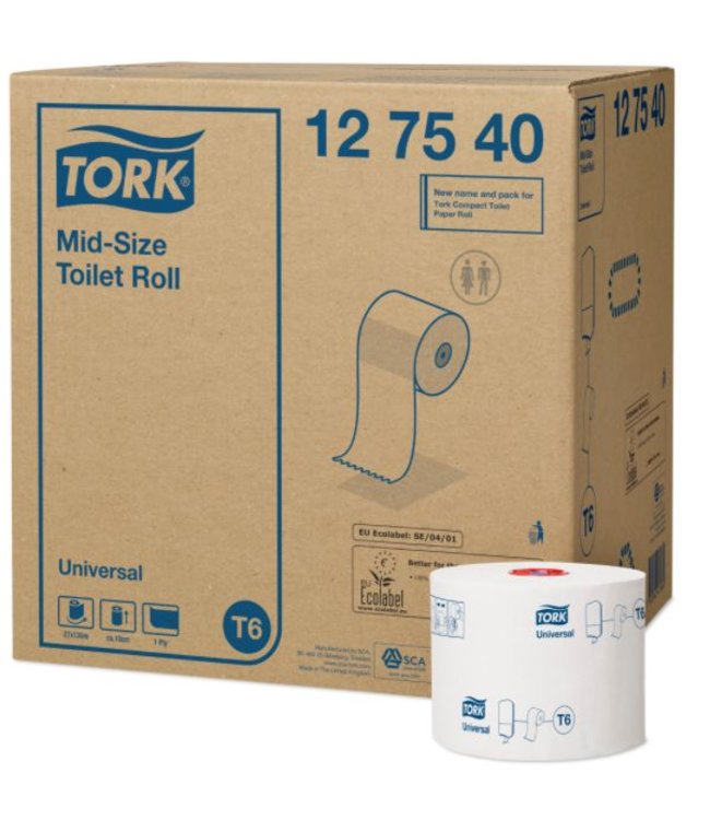 Tork Mid-size Toiletpapier 1-laags Wit T6 Universal