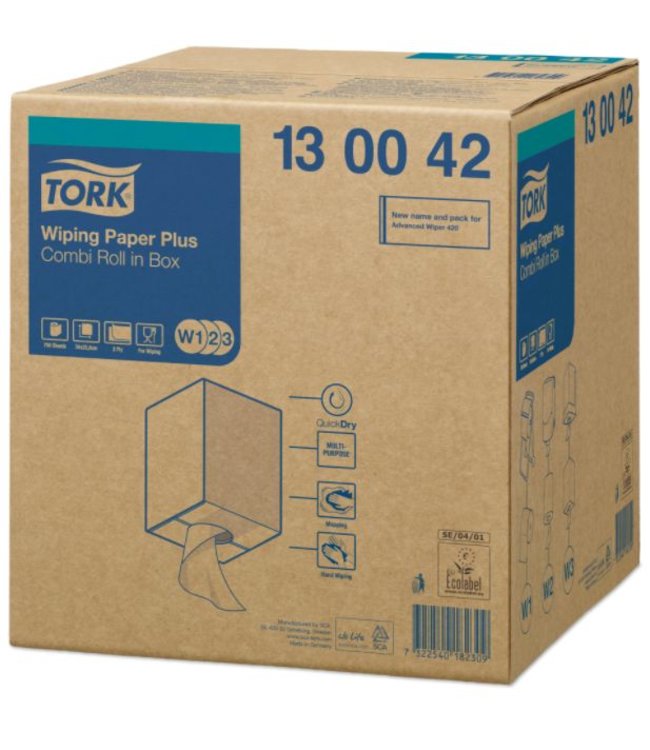 Tork Wiping Plus Combi Rol Poetspapier 2-laags W1/W2/W3