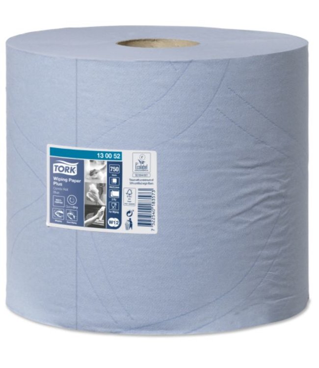 Tork Wiping Plus Combi Rol Poetspapier 2-laags Blauw W1/W2