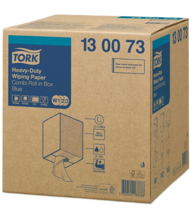 Tork Heavy-Duty Combi Rol Poetspapier 2-laags Blauw W1/W2/W3