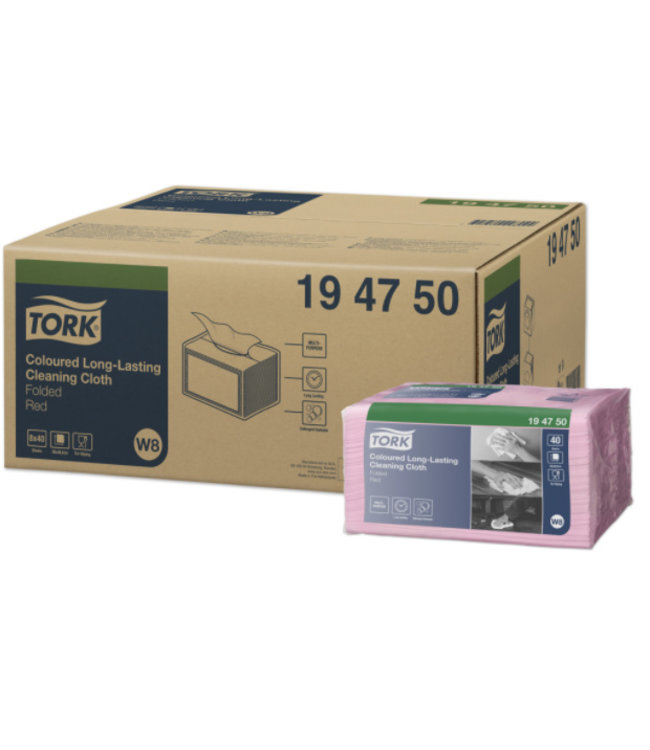 Tork Long Lasting Gevouwen Reinigingsdoek Rood W8
