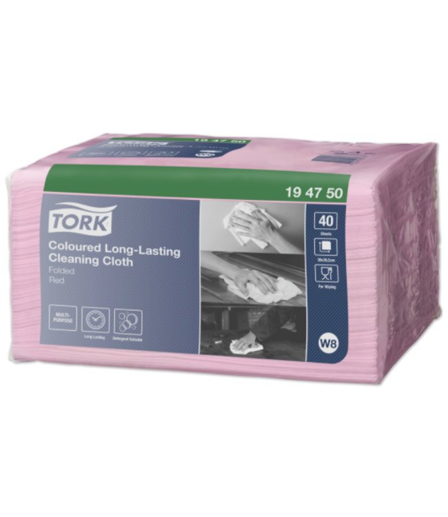 Tork Long Lasting Gevouwen Reinigingsdoek Rood W8