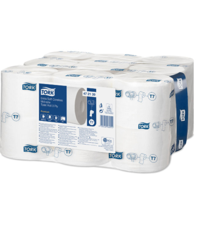 Tork Extra Zacht Hulsloos Mid-size Toiletpapier 3-laags Wit T7 Premium