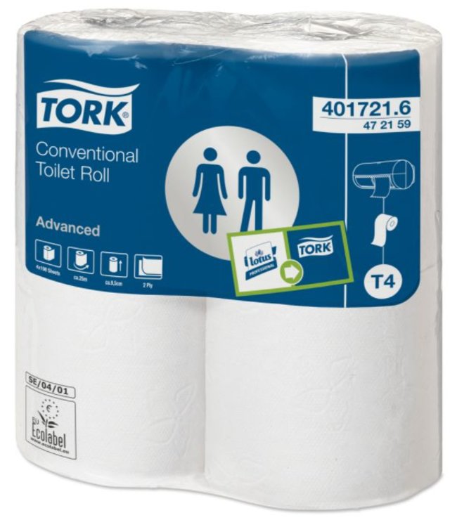 Tork Traditioneel Toiletpapier 2-laags Wit 198 Vel T4 Advanced