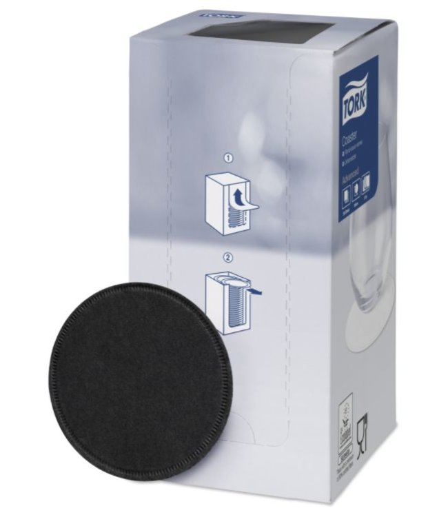 Tork onderzetter 8-laags Ø9cm rond zwart 12x250