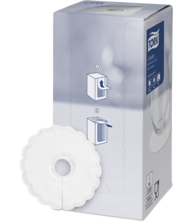 Tork onderzetter 8-laags Ø9cm wit met inkeping 12x250