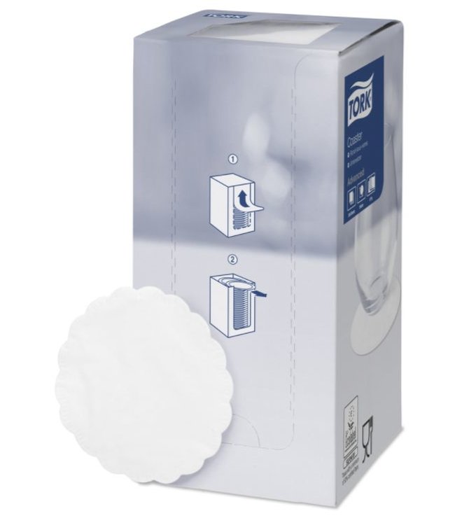 Tork onderzetter 8-laags Ø9cm wit 12x250