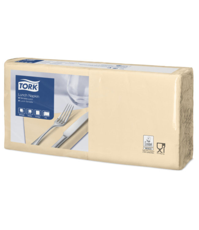 Tork tissue servet 33x33cm 2-laags 1/4-vouw cream 10x200