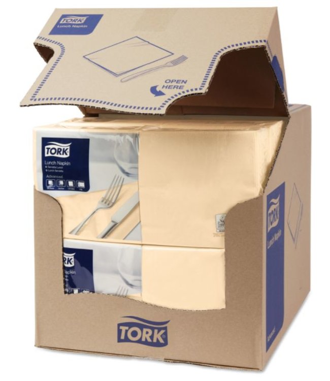 Tork tissue servet 33x33cm 2-laags 1/4-vouw cream 10x200
