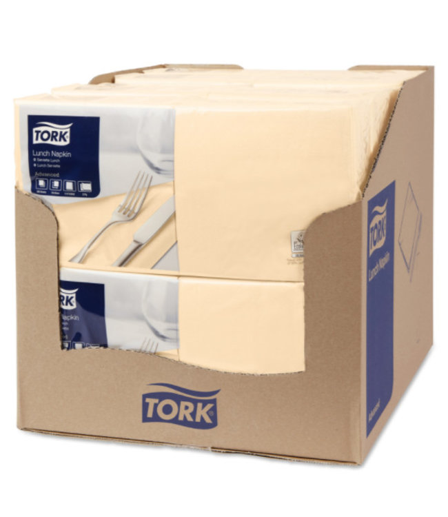 Tork tissue servet 33x33cm 2-laags 1/4-vouw cream 10x200