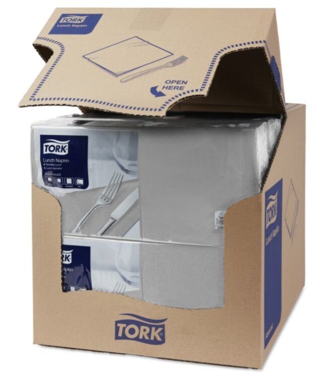 Tork tissue servet 33x33cm 2-laags 1/4-vouw grijs 10x200