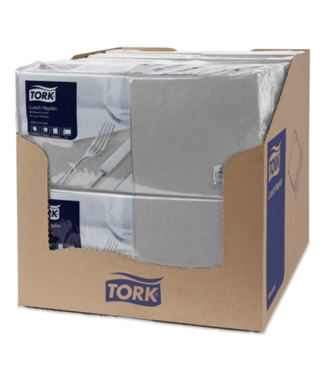 Tork tissue servet 33x33cm 2-laags 1/4-vouw grijs 10x200