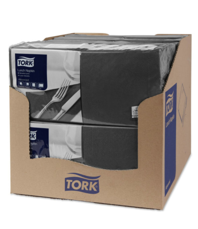 Tork tissue servet 33x33cm 2-laags 1/4-vouw zwart 10x200