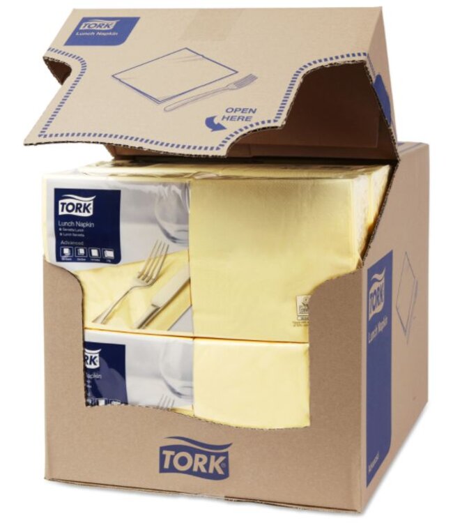 Tork tissue servet 33x33cm 2-laags 1/4-vouw champagne 10x200