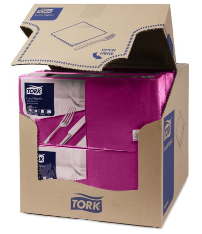 Tork tissue servet 33x33cm 2-laags 1/4-vouw plum 10x200