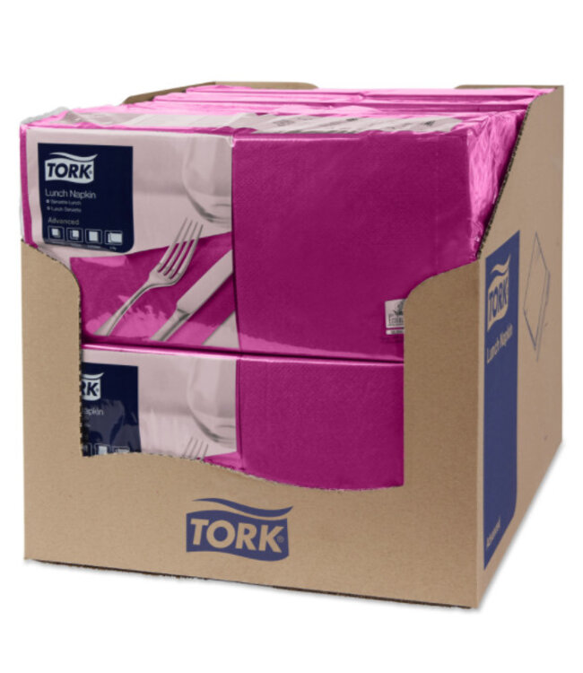 Tork tissue servet 33x33cm 2-laags 1/4-vouw plum 10x200