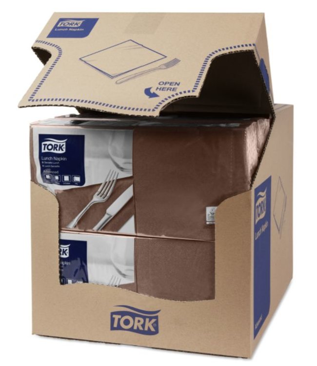 Tork tissue servet 33x33cm 2-laags 1/4-vouw cocoa 10x200