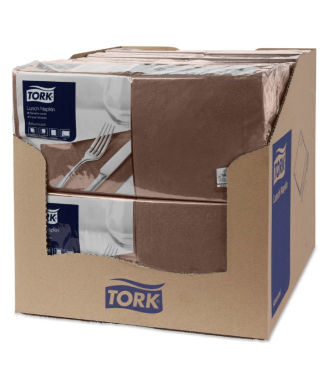 Tork tissue servet 33x33cm 2-laags 1/4-vouw cocoa 10x200