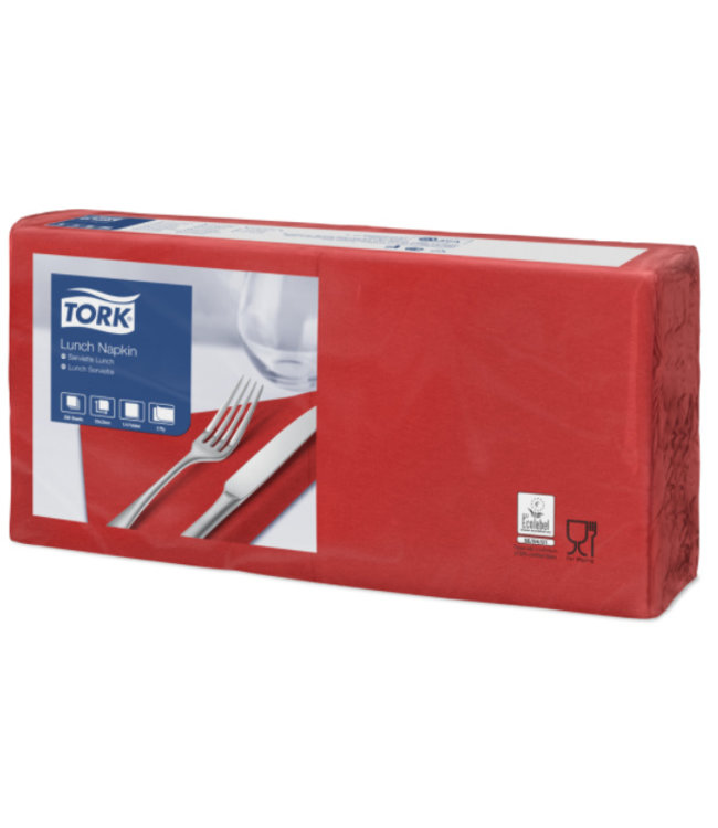 Tork tissue servet 33x33cm 2-laags 1/4-vouw rood 10x200