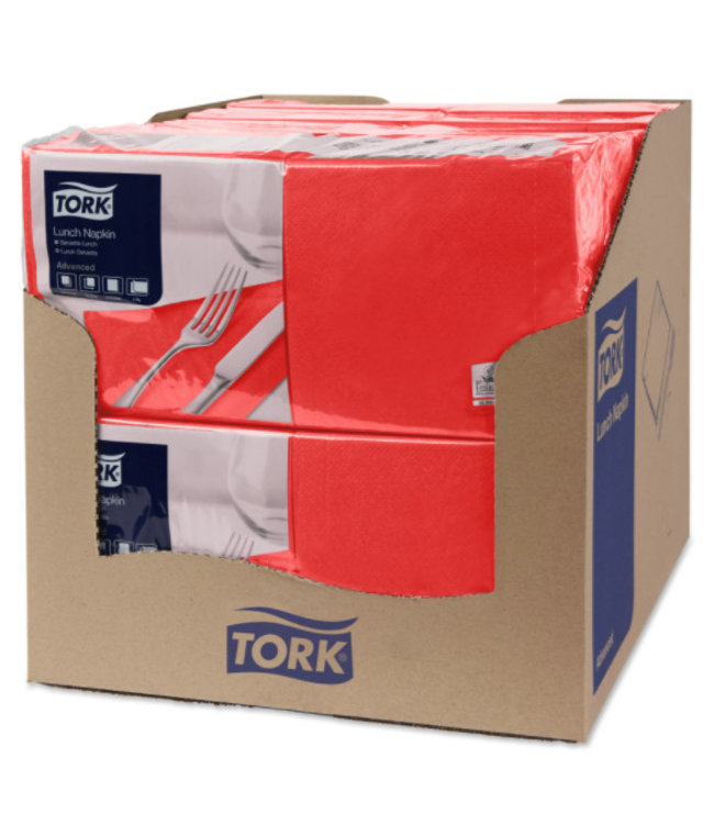 Tork tissue servet 33x33cm 2-laags 1/4-vouw rood 10x200