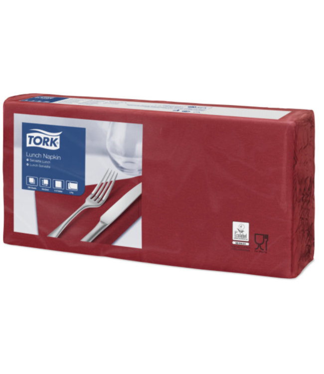 Tork tissue servet 33x33cm 2-laags 1/4-vouw burgundy 10x200