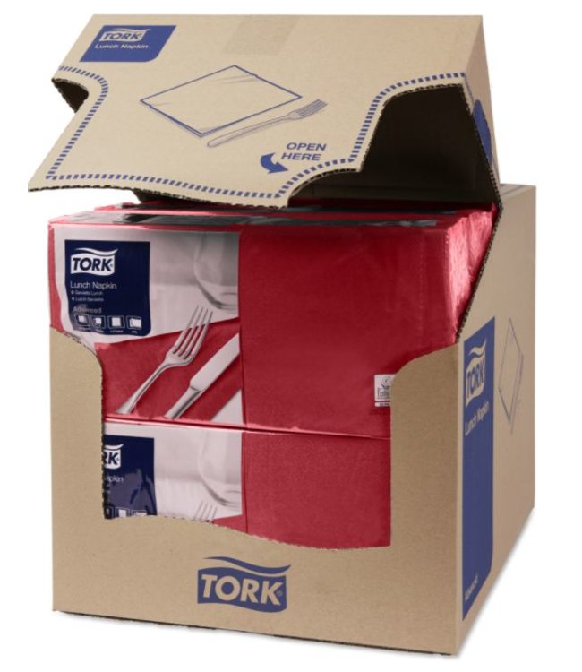 Tork tissue servet 33x33cm 2-laags 1/4-vouw burgundy 10x200