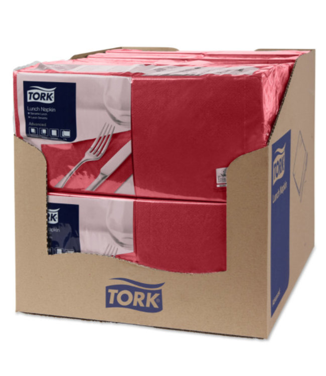 Tork tissue servet 33x33cm 2-laags 1/4-vouw burgundy 10x200