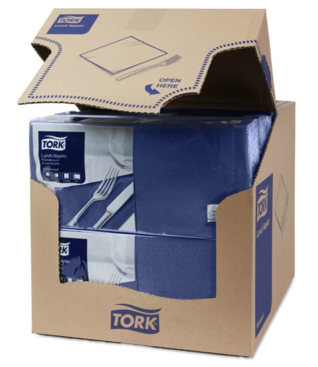 Tork tissue servet 33x33cm 2-laags 1/4-vouw midnight blue 10x200