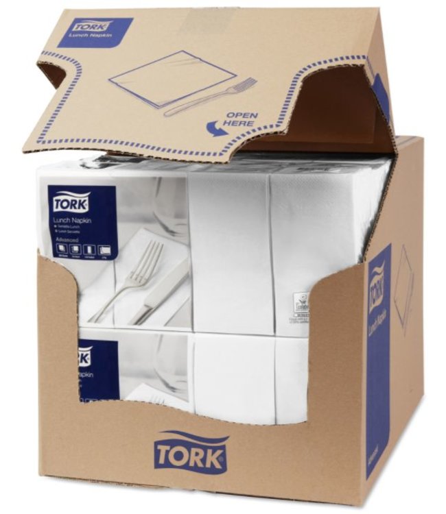 Tork tissue servet 33x33cm 2-laags 1/8-vouw wit 10x200