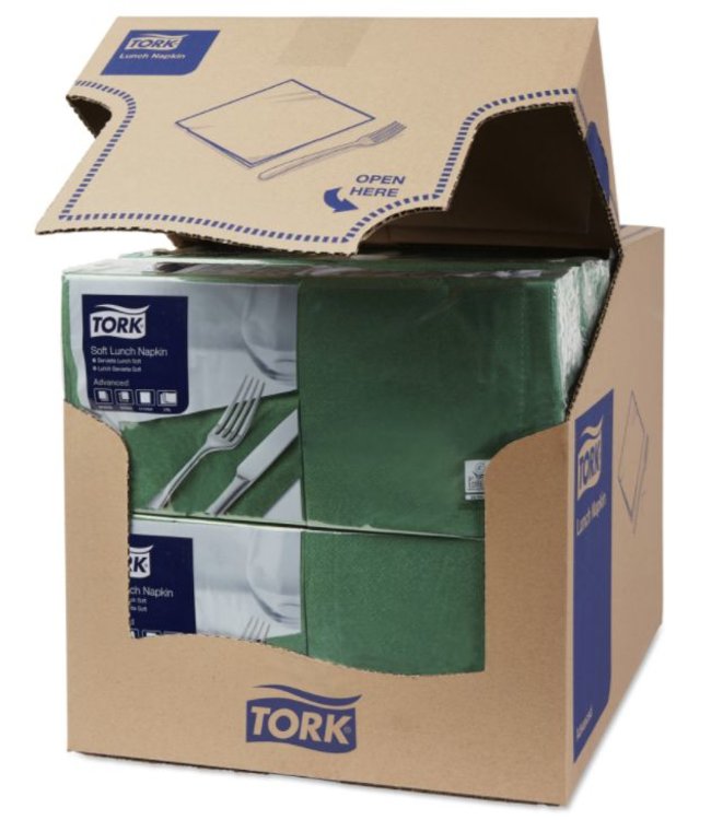 Tork tissue servet 33x33cm 3-laags 1/4-vouw mountain pine green 10x150