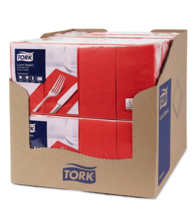 Tork tissue servet 33x33cm 2-laags 1/8-vouw rood 10x200
