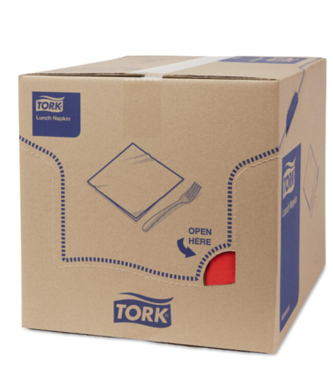 Tork tissue servet 33x33cm 2-laags 1/8-vouw rood 10x200