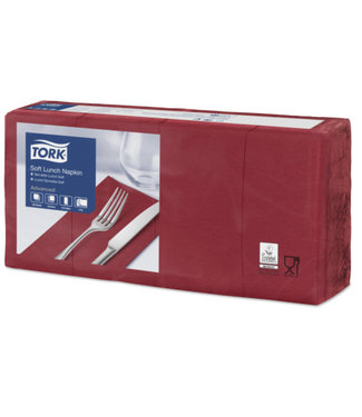 Tork Tork tissue servet 33x33cm 3-laags 1/8-vouw burgundy 10x150