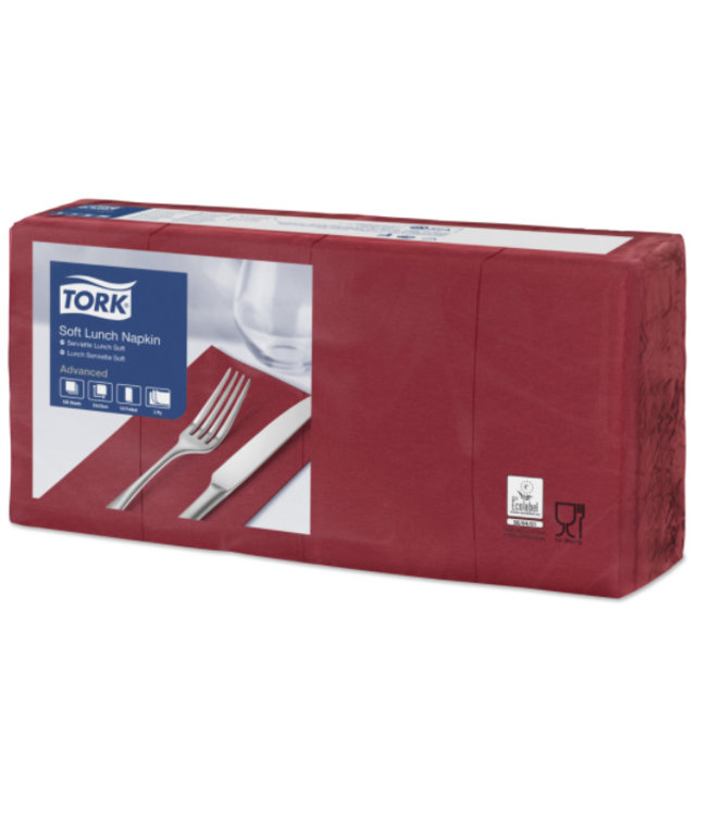 Tork tissue servet 33x33cm 3-laags 1/8-vouw burgundy 10x150