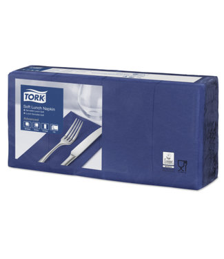 Tork Tork tissue servet 33x33cm 3-laags 1/8-vouw midnight blue 10x150