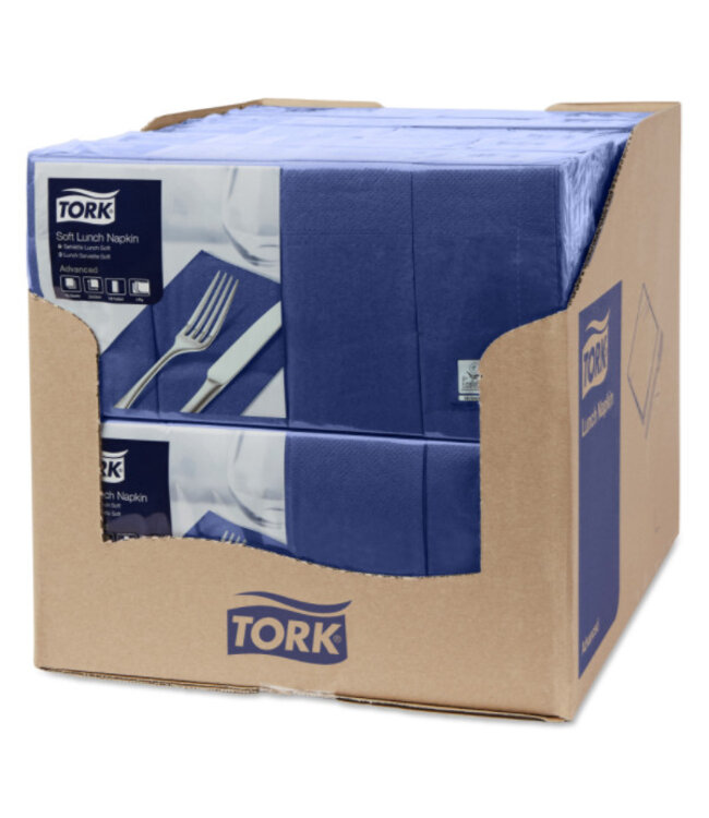 Tork tissue servet 33x33cm 3-laags 1/8-vouw midnight blue 10x150