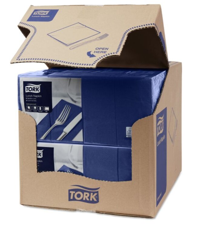 Tork tissue servet 33x33cm 2-laags 1/8-vouw midnight blue 10x200