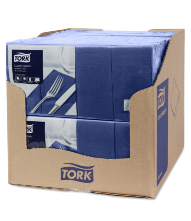 Tork tissue servet 33x33cm 2-laags 1/8-vouw midnight blue 10x200