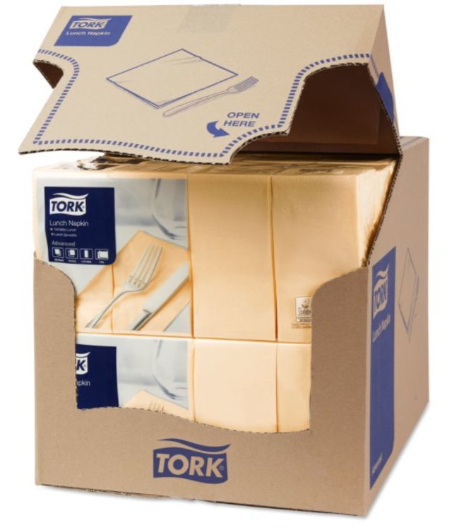 Tork tissue servet 33x33cm 2-laags 1/8-vouw cream 10x200