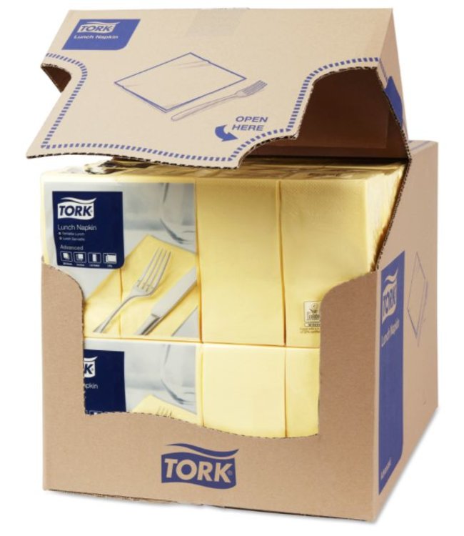 Tork tissue servet 33x33cm 2-laags 1/8-vouw champagne 10x200
