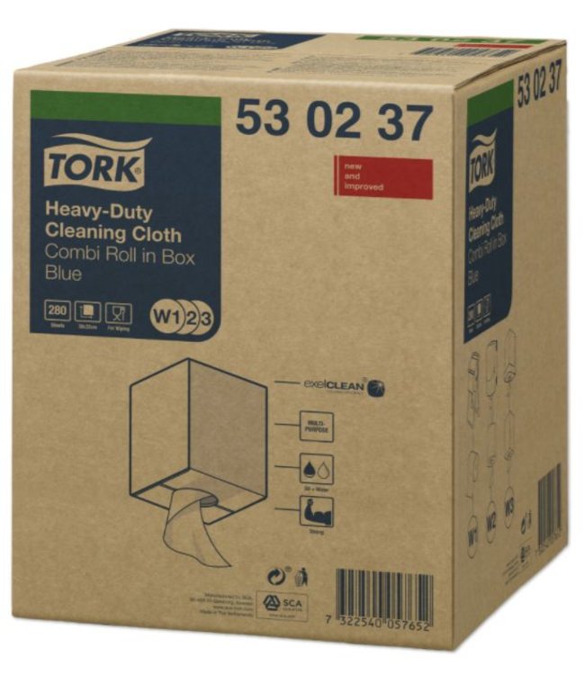 Tork Heavy-Duty Combi Rol Reinigingsdoek Blauw W1/W2/W3